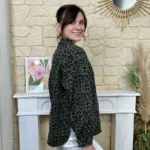 Veste imprimé léopard velours - kaki - taille-unique