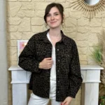 Veste imprimé léopard velours - marron - taille-unique