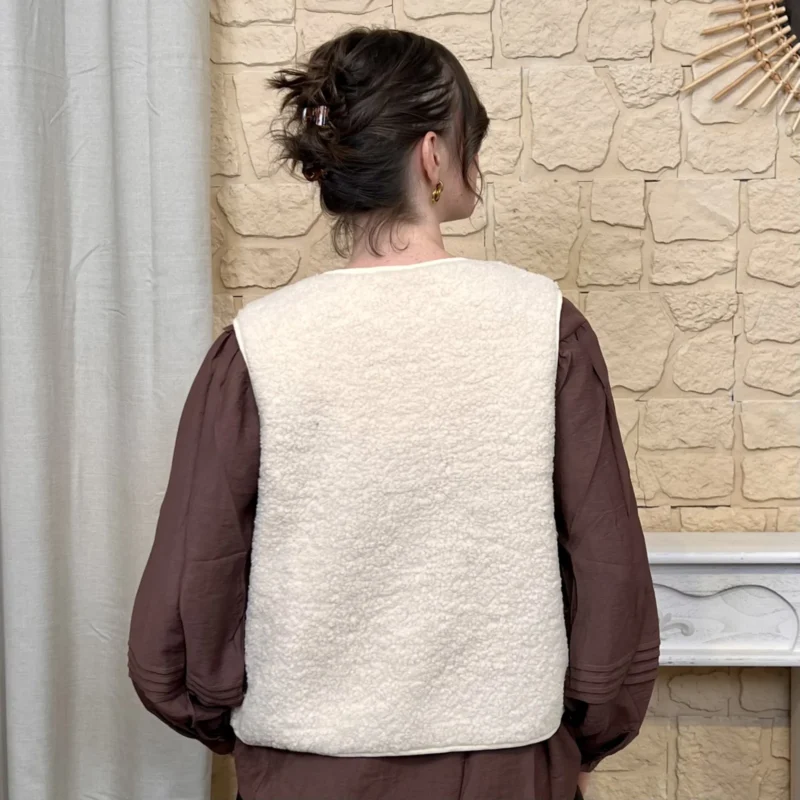 Gilet sans manches moutonné - blanc - 38