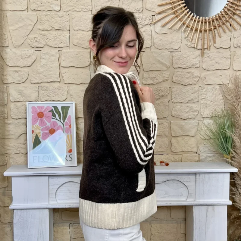 Gilet zippé femme esprit sport chic - marron - taille-unique