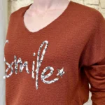 Pull oversize Smile femme « Tendance » - rouille - taille-unique