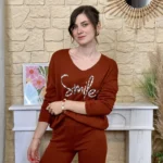 Pull oversize Smile femme « Tendance » - rouille - taille-unique