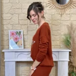 Pull oversize Smile femme « Tendance » - rouille - taille-unique