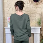 Pull oversize Smile femme « Tendance » - kaki - taille-unique