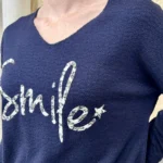 Pull oversize Smile femme « Tendance » - marine - taille-unique