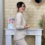 Pull oversize Smile femme « Tendance » - beige - taille-unique