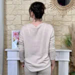 Pull oversize Smile femme « Tendance » - beige - taille-unique