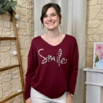 Pull oversize Smile femme « Tendance » - bordeaux - taille-unique