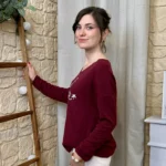 Pull oversize Smile femme « Tendance » - bordeaux - taille-unique