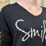Pull oversize Smile femme « Tendance » - noir - taille-unique