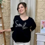 Pull oversize Smile femme « Tendance » - noir - taille-unique