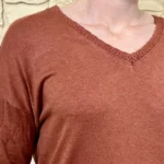 Pull léger femme col V maille fine « Tendance » - rouille - taille-unique