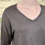 Pull léger femme col V maille fine « Tendance » - marron - taille-unique