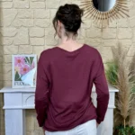 Pull léger femme col V maille fine « Tendance » - bordeaux - taille-unique