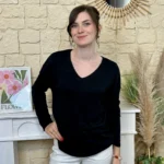 Pull léger femme col V maille fine « Tendance » - noir - taille-unique