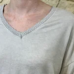 Pull léger femme col V maille fine « Tendance » - beige - taille-unique