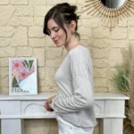 Pull léger femme col V maille fine « Tendance » - beige - taille-unique