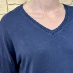 Pull léger femme col V maille fine « Tendance » - marine - taille-unique