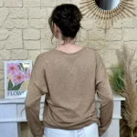 Pull léger femme col V maille fine « Tendance » - camel - taille-unique