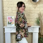 Chemise fleurie femme en voile léger « Tendance » - kaki - taille-unique