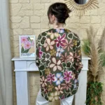 Chemise fleurie femme en voile léger « Tendance » - kaki - taille-unique