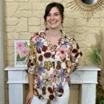 Chemise fleurie femme en voile léger « Tendance » - beige - taille-unique