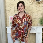 Chemise fleurie femme en voile léger « Tendance » - bordeaux - taille-unique