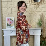 Chemise fleurie femme en voile léger « Tendance » - bordeaux - taille-unique