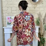 Chemise fleurie femme en voile léger « Tendance » - bordeaux - taille-unique
