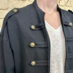 Veste officier femme boutons dorés « Tendance » - noir - taille-unique
