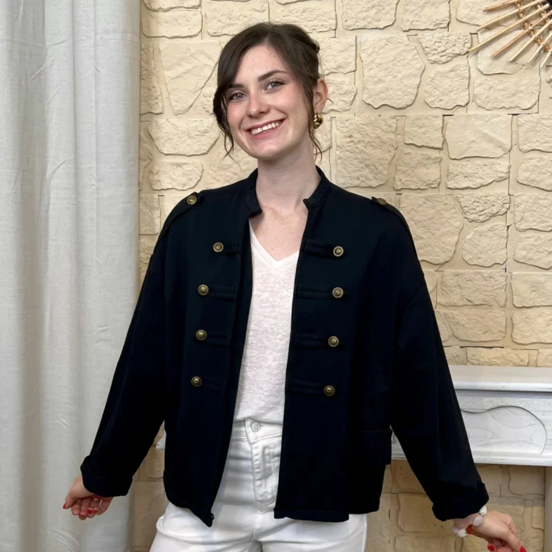 Veste officier femme boutons dorés « Tendance » - noir - taille-unique