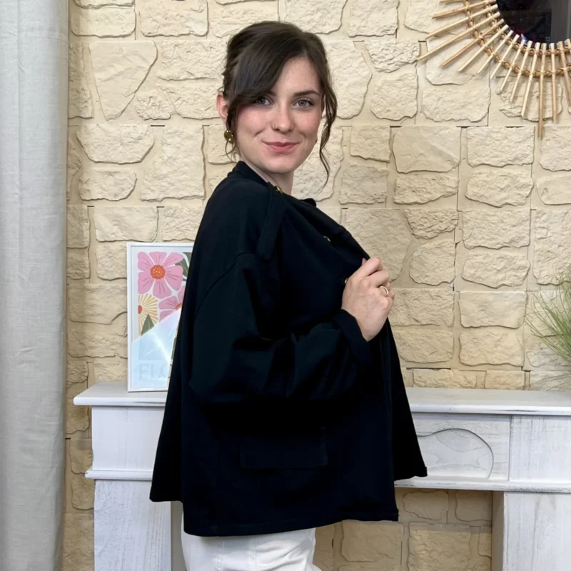 Veste officier femme boutons dorés « Tendance » - noir - taille-unique