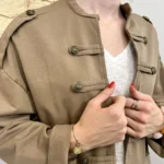 Veste officier femme boutons dorés « Tendance » - camel - taille-unique