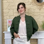 Veste officier femme boutons dorés « Tendance » - kaki - taille-unique