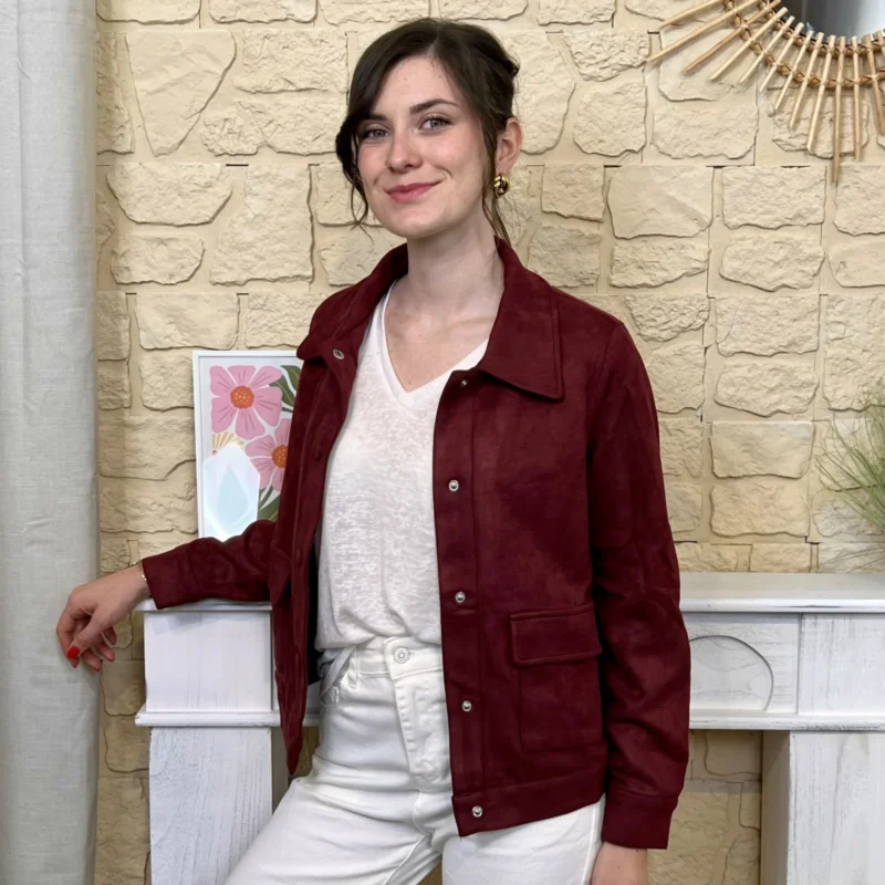 Veste femme en suédine MAËLLE - bordeaux - 38
