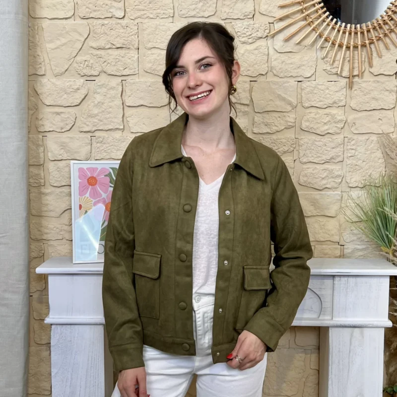 Veste femme en suédine MAËLLE - kaki - 38