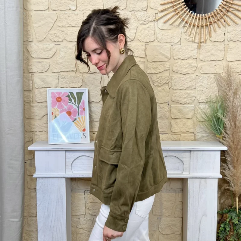 Veste femme en suédine MAËLLE - kaki - 38