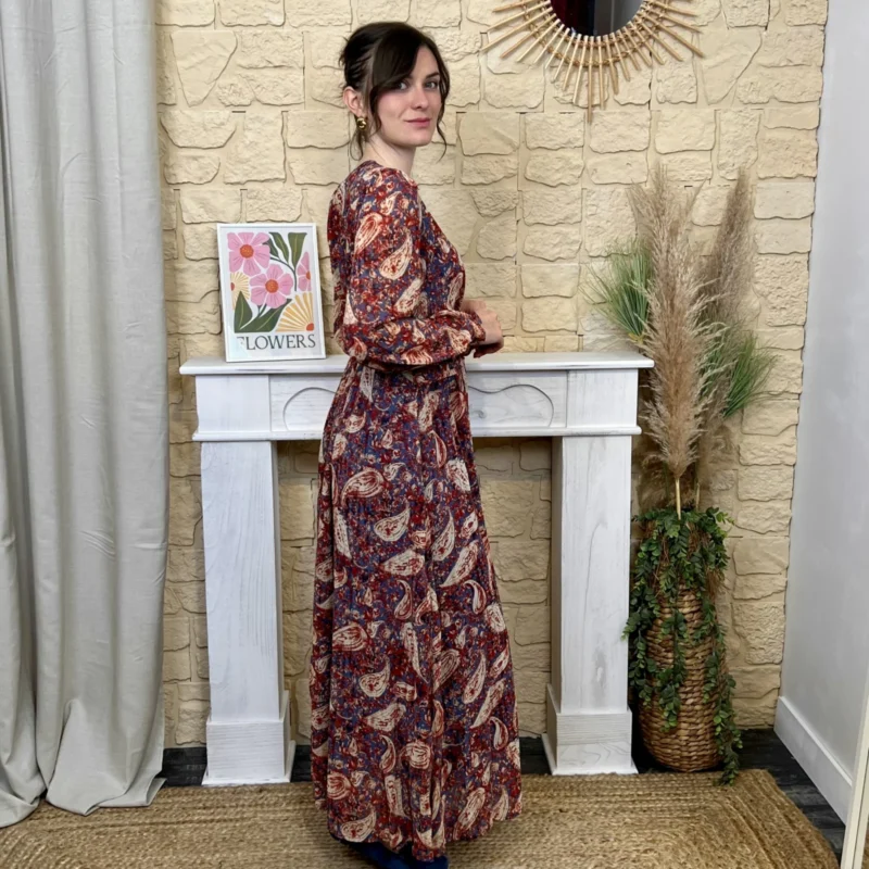 Robe longue cache-cœur femme MAËLLE - bordeaux - 38