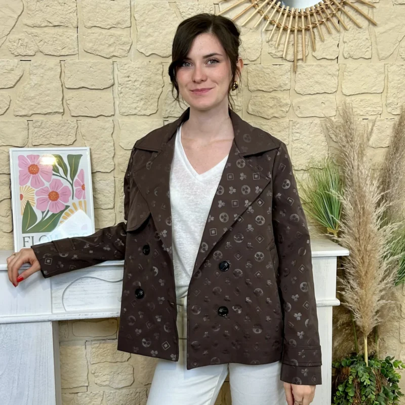 Imper court femme imprimé « Tendance » - marron - taille-unique