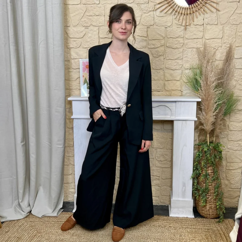 Pantalon large femme tailleur « Tendance » - noir - 40