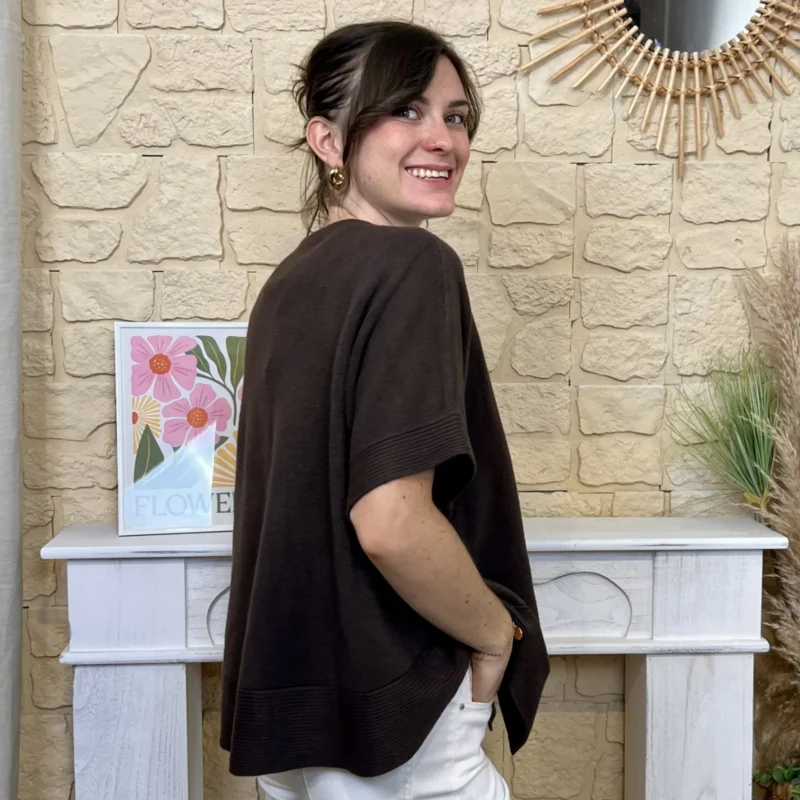 Gilet manches courtes femme « Tendance » - marron - taille-unique