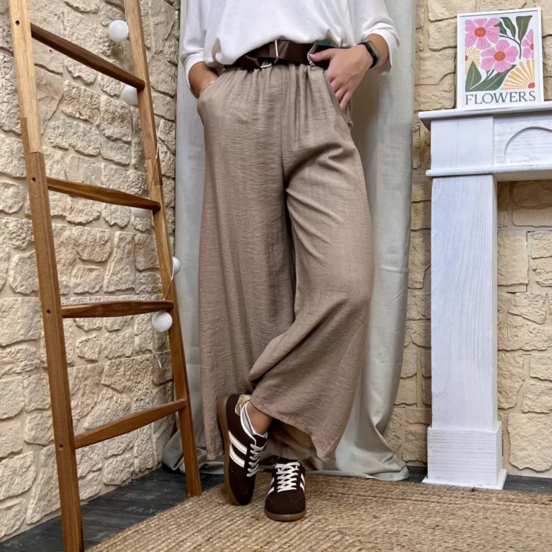 Pantalon palazzo fluide T36-T44 - taupe - taille-unique