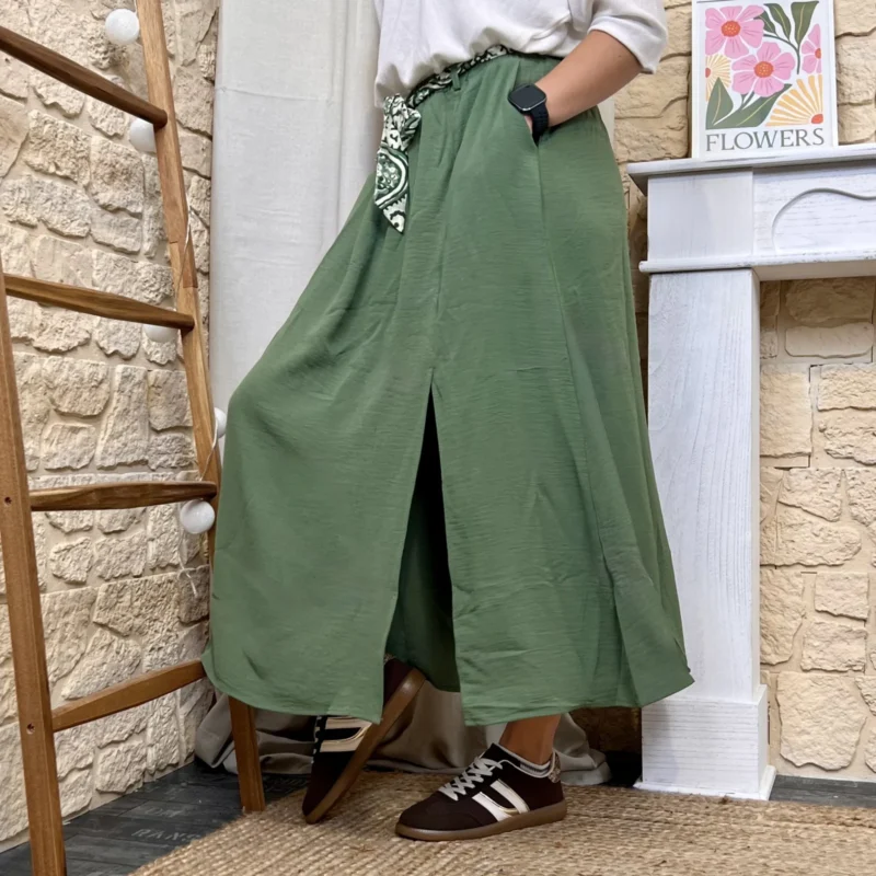 Jupe longue unie (T36-T38) - kaki - 38