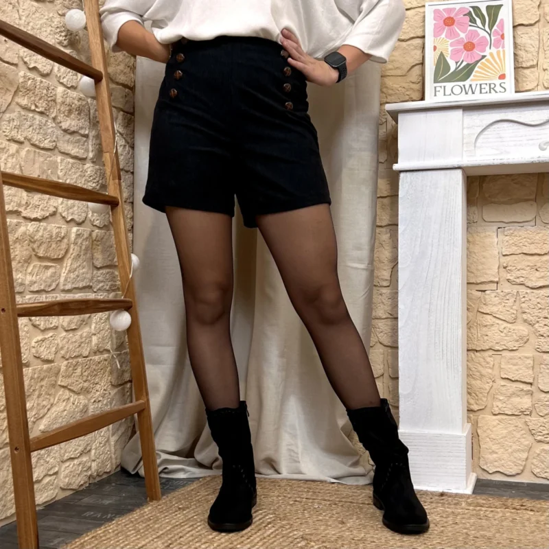 Short femme à boutons MAËLLE T36-T40 - noir - 38