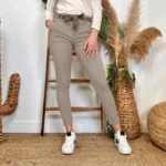 Pantalon stretch femme ceinture fantaisie T36-T50 - taupe - 52