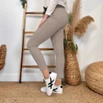 Pantalon stretch femme ceinture fantaisie T36-T50 - taupe - 52