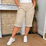 Pantacourt confort rayé JST T38-T52 - beige - 56