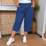 Pantacourt léger uni JST T38-T52 - bleu-indigo - 58