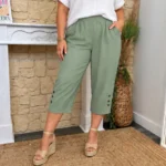 Pantacourt léger uni JST T38-T52 - vert-celadon - taille-unique-grande-taille