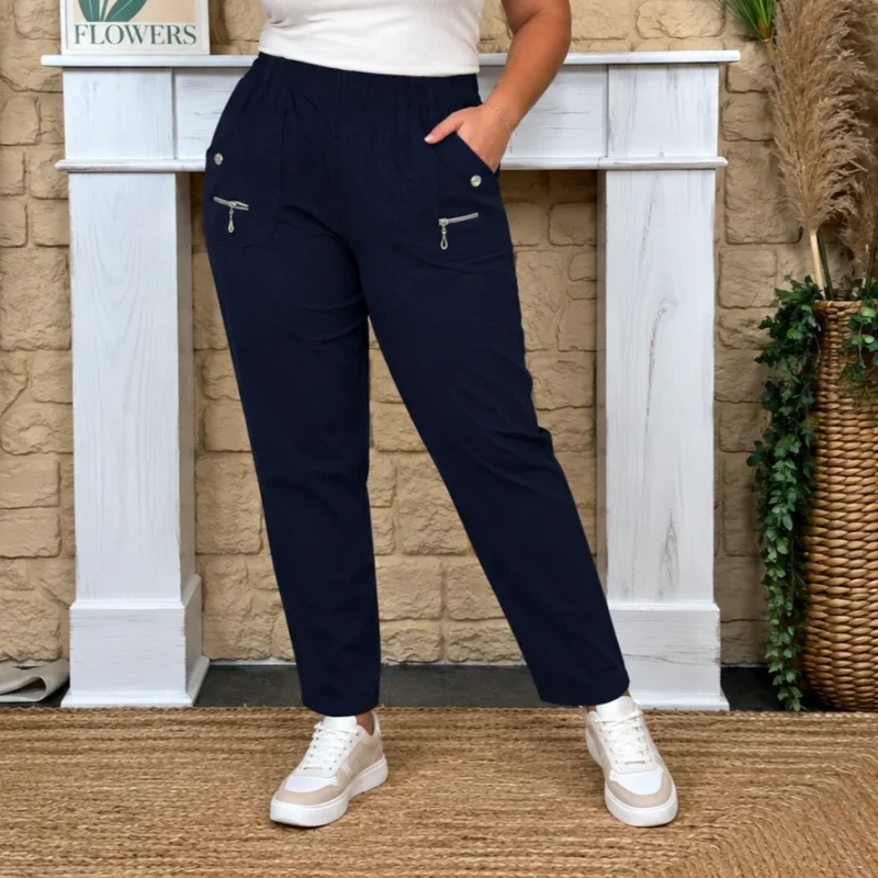 Pantalon confort stretch femme JST T38-T52 - marine - 58